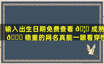 输入出生日期免费查看 🦆 成熟 🐛 稳重的网名真能一眼看穿性格